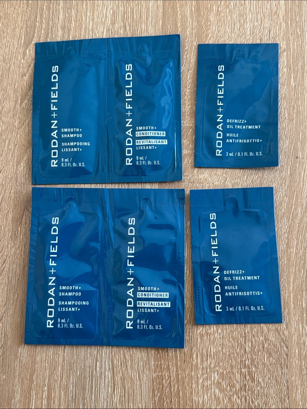 Rodan + Fields SMOOTH+ Hair Care Samples 2 Complete Sets – Shampoo, Conditioner